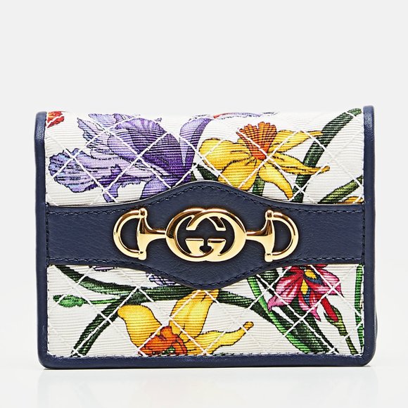 Gucci Trapuntata Floral-print Faille Cardholder new in box with dust bag - Picture 1 of 9